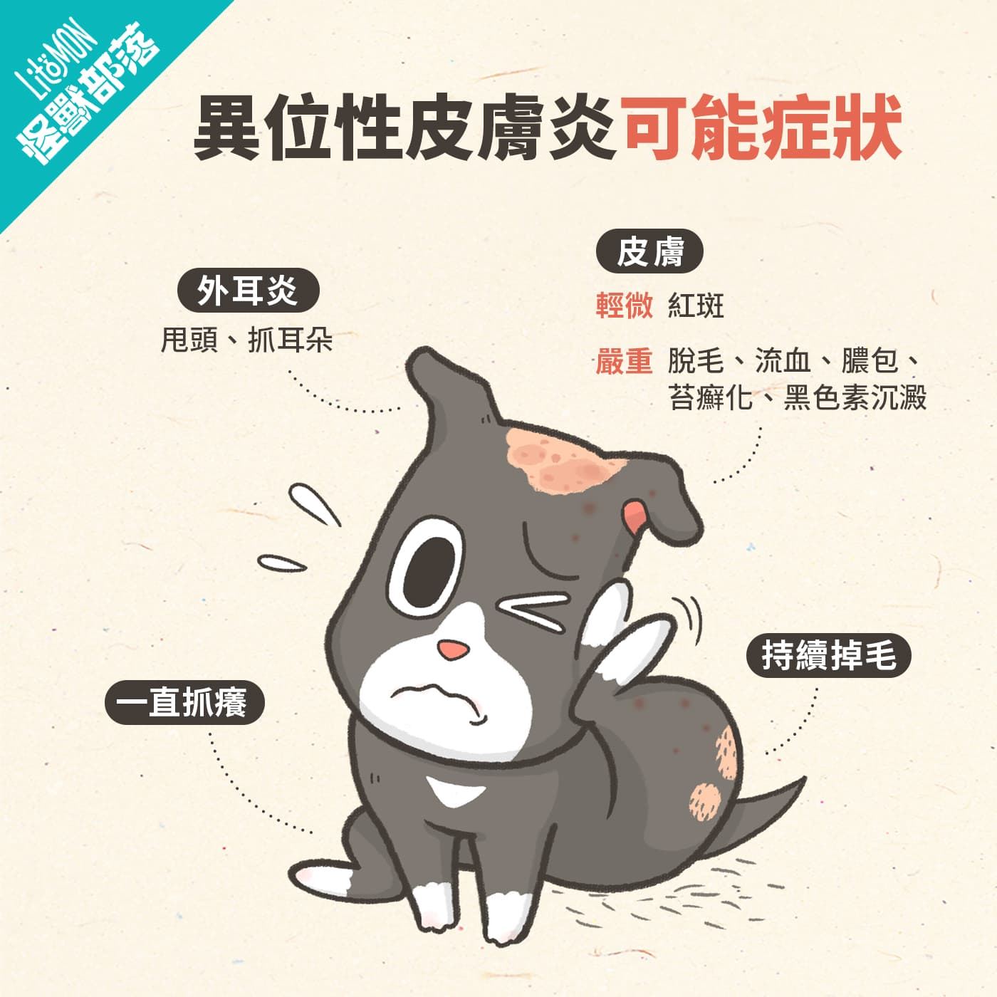 狗狗異位性皮膚炎可能的症狀